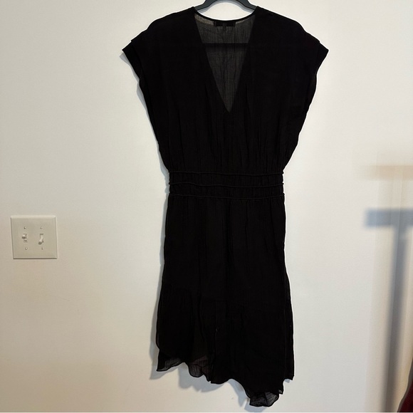 IRO PARIS Foroura black Gauze Asymmetrical Tiered Hi-Lo dress - Picture 7 of 10